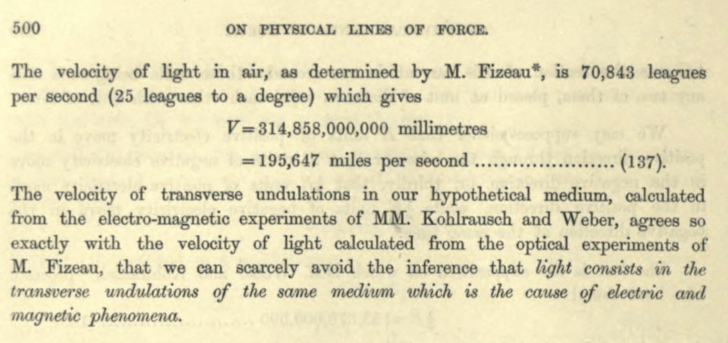 Maxwell's estimate of the speed of light