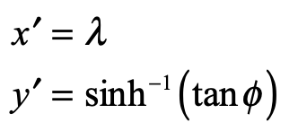 Equation for the Mercator projection.