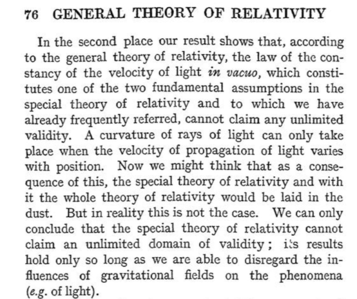 Position-dependent speed of light in relativity.