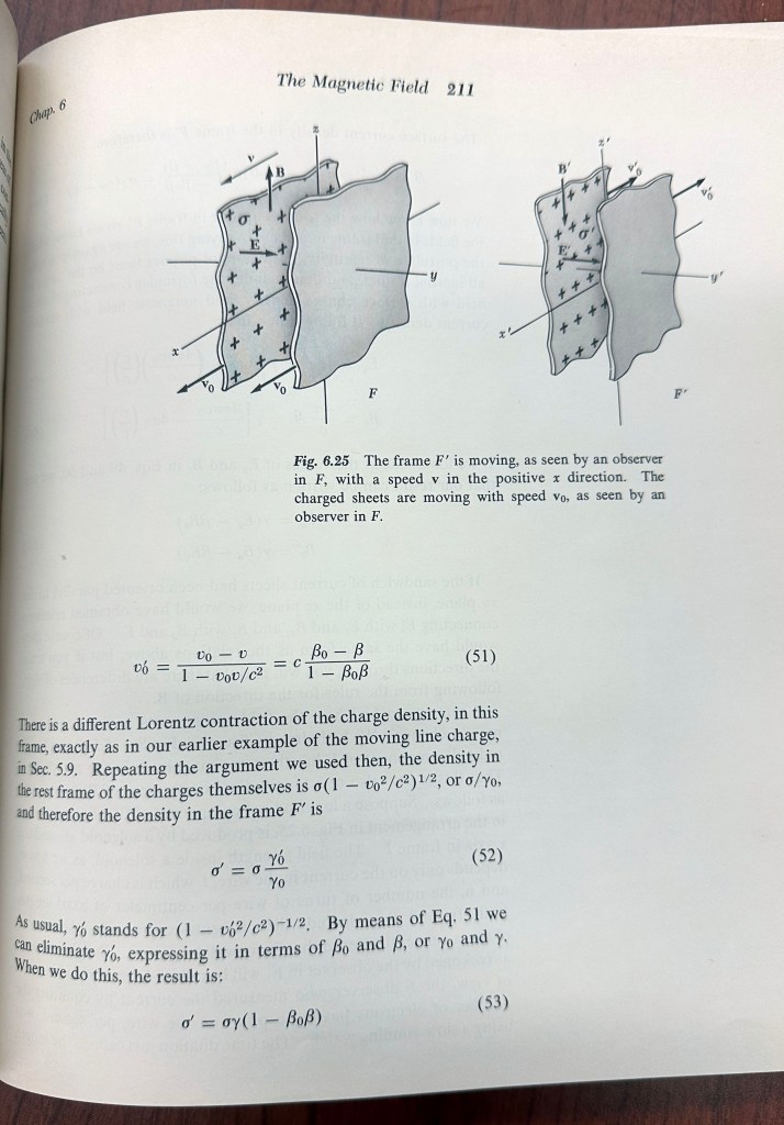 Conversion of E fields to B fields through relativistically moving frames