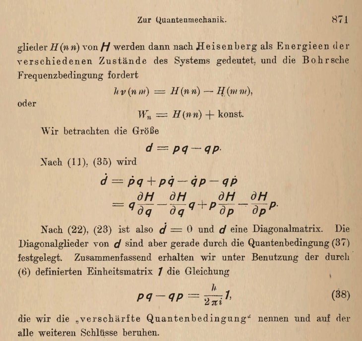 Born 1925 matrix commutator