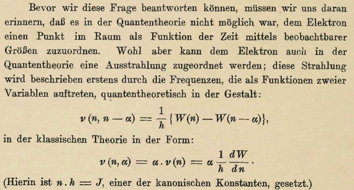 Heisenberg 1925 Zeitschrift fur Physik paper on transition energies