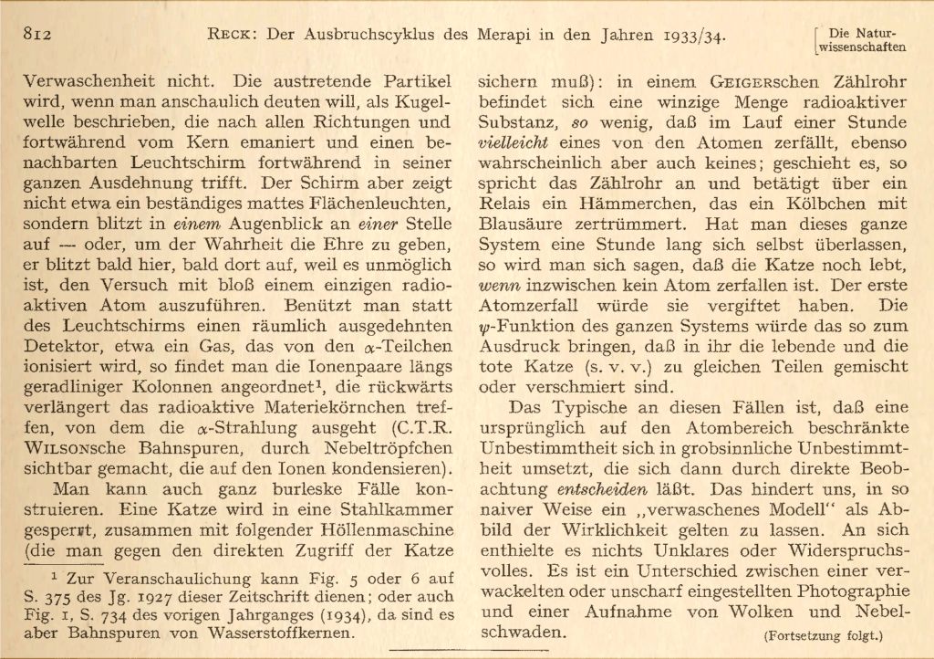 Schrödinger's Cat introduced in Naturwissenschaften 1935