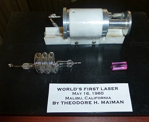 Photo of the world's first laser made by Ted Maiman at HRL.